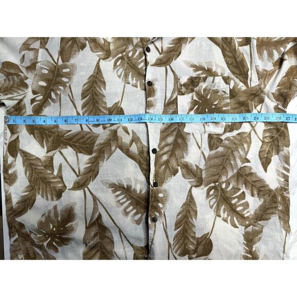 Panama Jack Men's Brown & White Short Sleeve Button Up Tropical Leaves XL Shirt - Picture 7 of 8